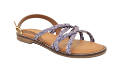 SANADALO TRECCIA RAFIA E STRASS GLICINE CON FONDO IN VERA PELLE 